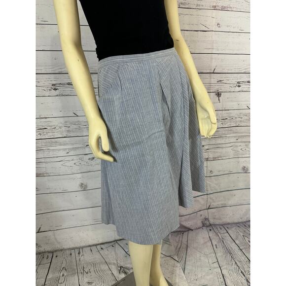 LILITH pinstriped semi wrap midi linen mix skirt size small - Picture 9 of 12